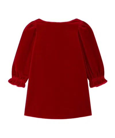 Bonpoint Jove Dress With A Tie At The Back In Organic Cotton Velvet In Red