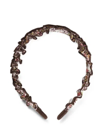 Bonpoint Kids' Jovie Ruffled Headband In Brown