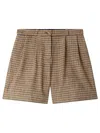Bonpoint Pleated Houndstooth Smart Shorts In Brown