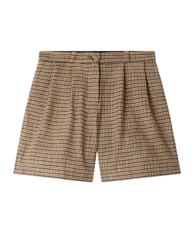 Bonpoint Jua Shorts In Ochre Check Pattern In Brown