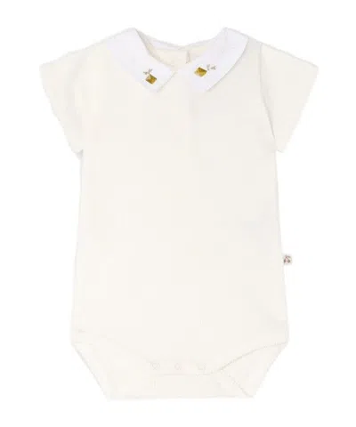 Bonpoint Juillet Embroidered-collar Bodysuit In White