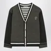 Bonpoint Julian Striped-panel Wool Cardigan In Green