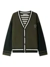 Bonpoint Julian Striped-panel Wool Cardigan In Green
