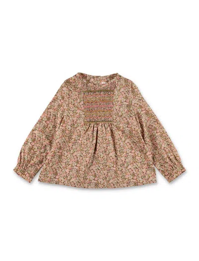 Bonpoint Kids'  Juliette Floral Blouse In Liberty Cotton With Smocked Panel In Multi
