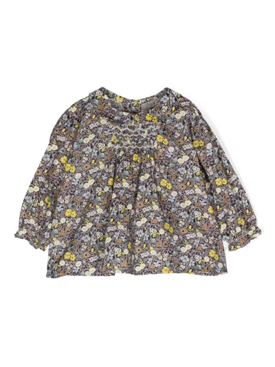 Bonpoint Babies' Julietti Floral-print Cotton Blouse In Blue