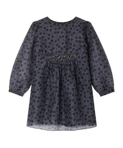 Bonpoint Junia Cherry Print Pleated Dress In Black