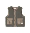 Bonpoint Junior Reversible Teddy Fleece Vest In Green