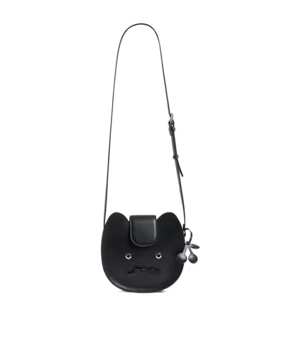 Bonpoint Juro Cat-face Bow Shoulder Bag In Black
