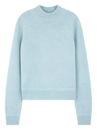 Bonpoint Jylo Mock-neck Ribbed Sweater In Blue