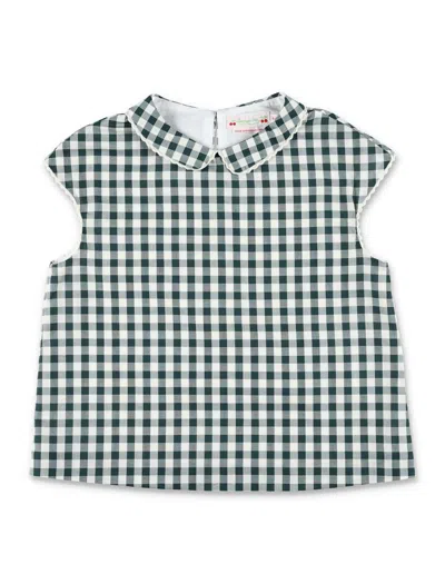 Bonpoint Kids' Shirt Check In Green/white Check