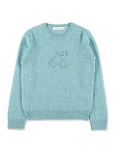 Bonpoint Kid - Jaana Cashmere Sweater With Cherry Detail In Blue