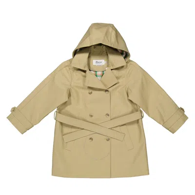 Bonpoint Kids Beige Aida Hooded Trench Coat In Metallic