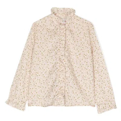 Bonpoint Kids Cherry Pattern Cotton Blouse In Pink