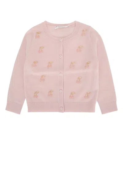 Bonpoint Kids Mini Cardigan With Soft Knit Finish In Rose
