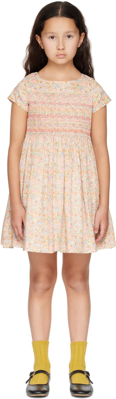 Bonpoint Kids Multicolor Duchesse Smocked Dress In Pink