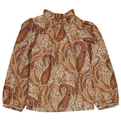 Bonpoint Kids Multicolor Paisley Button-down Shirt In Brown