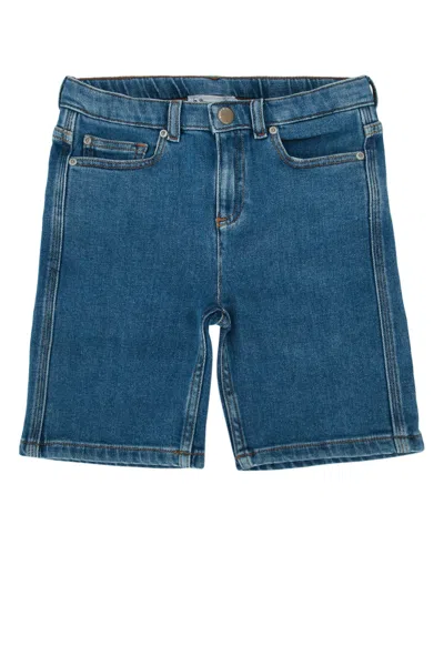 Bonpoint Kids Organic Cotton Stretch Bermuda Shorts In Blue