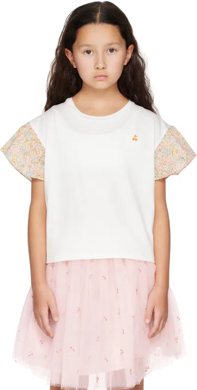 Bonpoint Kids White Ezell T-shirt In 002 Blanc Lait