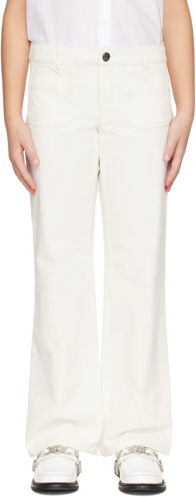 Bonpoint Kids White Junon Jeans In 002 Ablanc Lait