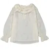 Bonpoint Kids White Lait Jaya Ruffle-trim Silk Blouse In White