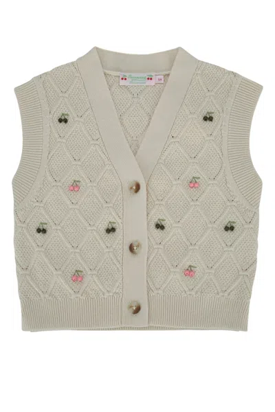 Bonpoint Kids Wool-cotton Knit Sweater In Upb Ecru