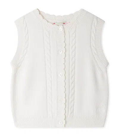 Bonpoint Kids' Knit Sleeveless Cardigan In White