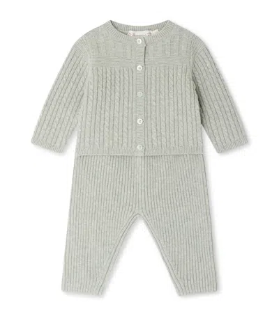 Bonpoint Kids'  Knitted Cardigan And Trousers Set In Gray