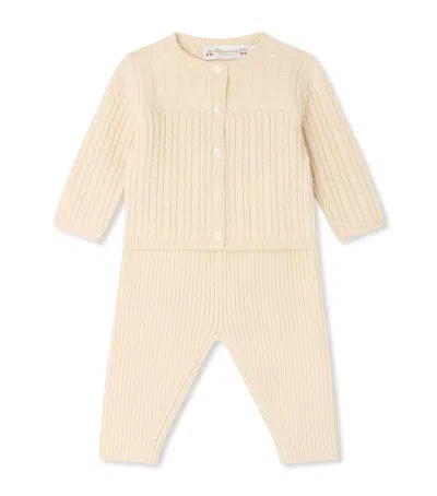 Bonpoint Kids'  Knitted Cardigan And Trousers Set In Neutral
