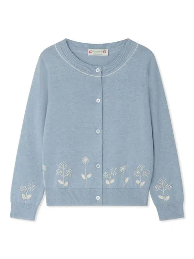 Bonpoint Kids' Knitted Cardigan In Blue