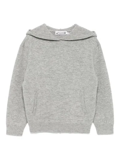 Bonpoint Kids' Knitted Hoodie In Gray