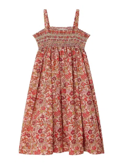 Bonpoint Kids' Labeille Smocked Floral Dress In Brown