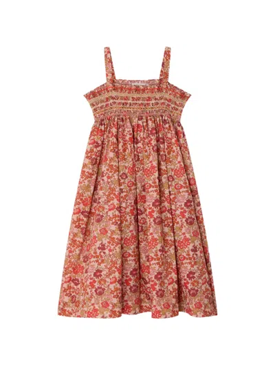 Bonpoint Kids' Labeille Smocked Floral Dress In Brown