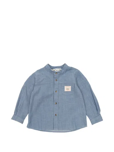 Bonpoint Babies' Lacey Button-down Shirt In Blue
