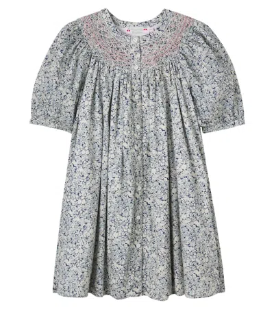 Bonpoint Kids' Ladwiga Floral Cotton Dress In Blue