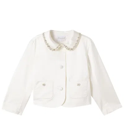 Bonpoint Kids' Laelia Embellished Cotton-blend Jacket In White