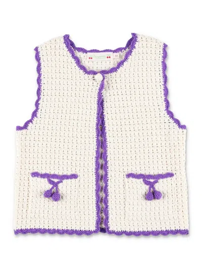 Bonpoint Laila Hand-crocheted Cardigan In Powder