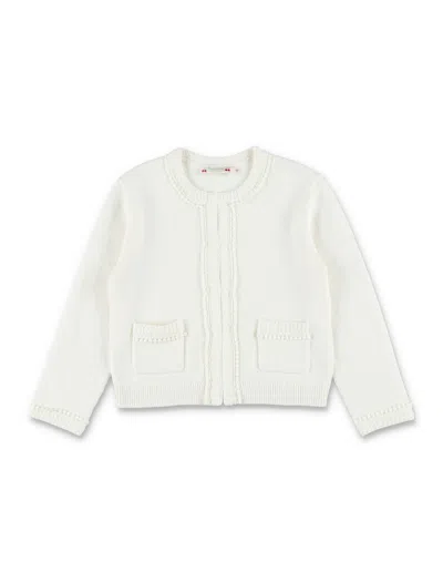 Bonpoint Laine Embroidered Organic Cotton And Cashmere Cardigan In White