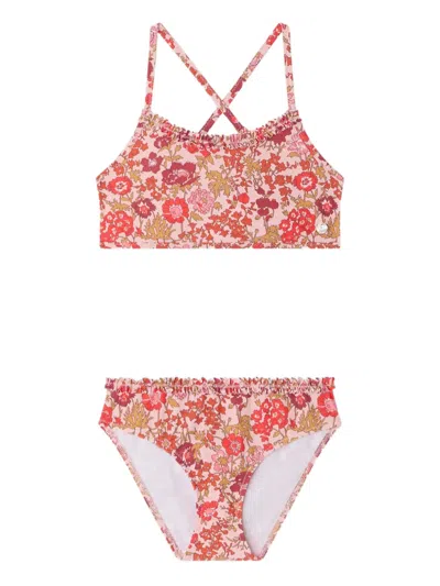 Bonpoint Kids' Lais Floral Ruffled Bikini Set In Multi
