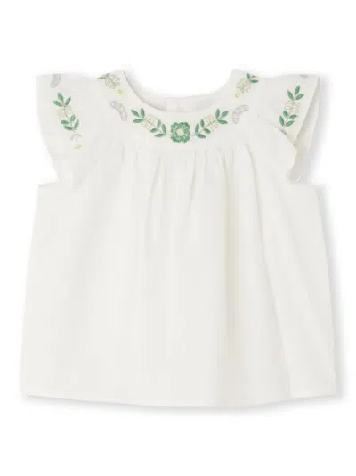 Bonpoint Babies' Lala Floral-embroidered Blouse In White