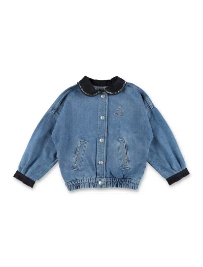 Bonpoint Kids' Denim Jacket Lala In Animal Print
