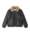 Bonpoint Leather Aviator Jacket In Black