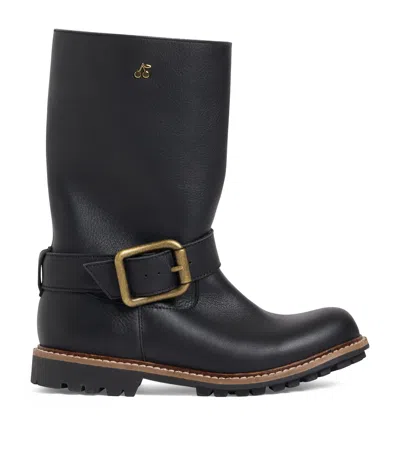 BONPOINT LEATHER BUCKLED JACE BOOTS