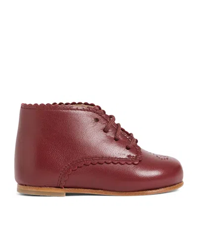 Bonpoint Kids' Leather Derby Shoes In Burgundy