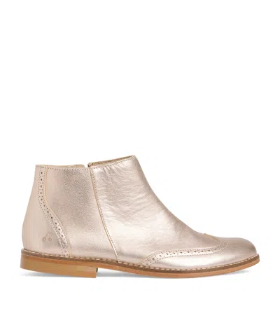 Bonpoint Kids' Leather Janette Ankle Boots In Pink