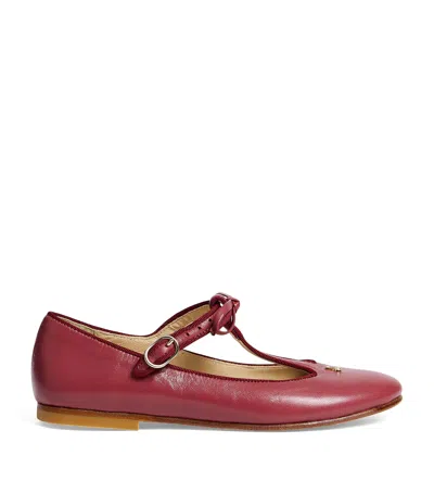 Bonpoint Kids' Leather Joyce Ballet Flats In Burgundy