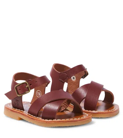 Bonpoint Babies' Leather Sandals In Burgundy