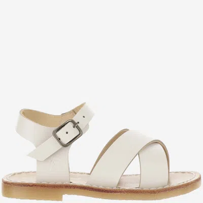 Bonpoint Kids' Leather Sandals In Ecru`