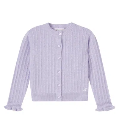 Bonpoint Kids' Lena Cable-knit Cashmere Cardigan In Purple