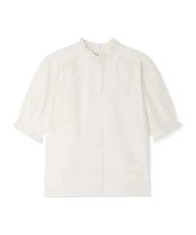 Bonpoint Kids'  Letitia Button-up Blouse In White