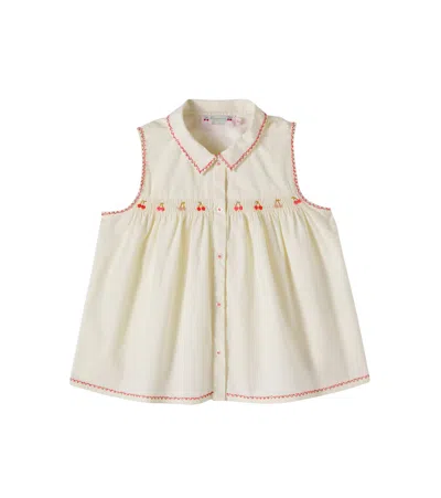 Bonpoint Lexi Embroidered Cotton Blouse In White